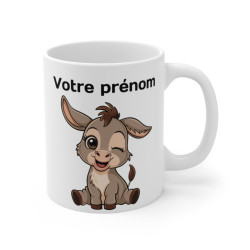 Mug Tasse Animal Personnalisable "Petit Âne Malicieux" – Ajoutez Votre Prénom pour un Cadeau Adorable pour enfants et adultes