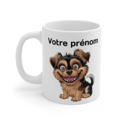 Mug Tasse Personnalisable "Petit Chien Joyeux" avec Prénom – Un Cadeau Unique et Mignon pour enfant et adultes