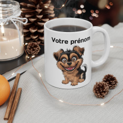 Mug Tasse Personnalisable "Petit Chien Joyeux" avec Prénom – Un Cadeau Unique et Mignon pour enfant et adultes