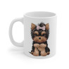 Mug  Tasse Chien Animal Yorkshire à Nœud Rose – Idée Cadeau Originale pour Enfants et Adultes