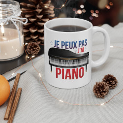Mug "Je Peux Pas, J'ai Piano" – Tasse Parfaite pour Les Amoureux de Musique