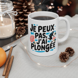 Mug Tasse "Je Peux Pas, J'ai Plongée" –Idée cadeau pour les Passionnés des Fonds Marins