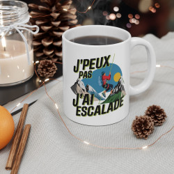 Mug Tasse Sport "J'Peux Pas, J'Ai Escalade" –Idée cadeau pour les Amateurs d'Aventures en Montagne