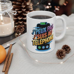 Mug Tasse "J'Peux Pas, J'Suis au Téléphone" – Cadeau Original et Humoristique pour les Accros à la Technologie