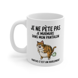 Mug Tasse Humour "Je ne pète pas, je murmure" - Tasse Drôle avec Chat - Idée Cadeau Originale et Rigolote