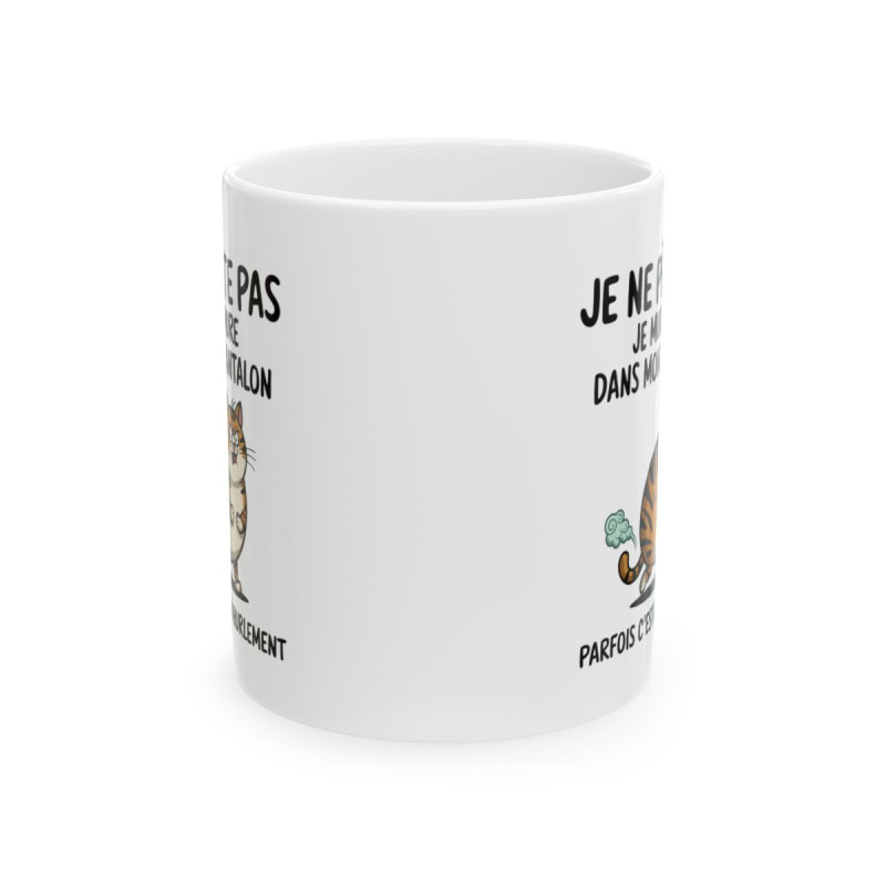 Mug Tasse Humour "Je ne pète pas, je murmure" - Tasse Drôle avec Chat - Idée Cadeau Originale Rigolote