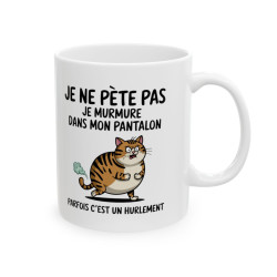 Mug Tasse Humour "Je ne pète pas, je murmure" - Tasse Drôle avec Chat - Idée Cadeau Originale Rigolote