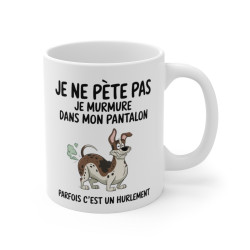 Mug Tasse Humour "Je ne pète pas, je murmure" - Tasse Drôle avec Chien - Idée Cadeau Originale et Rigolote