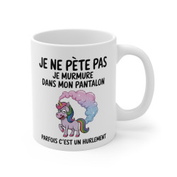 Mug Tasse Humour "Je ne pète pas, je murmure" - Tasse Drôle avec Licorne Féérique - Idée Cadeau Originale et Rigolote