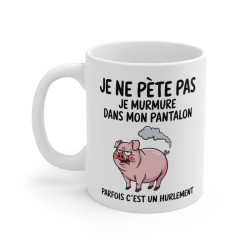 Mug Tasse Humour "Je ne pète pas, je murmure" - Tasse Drôle avec Cochon - Idée Cadeau Originale et Rigolote