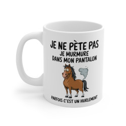 Mug Tasse Humour "Je ne pète pas, je murmure" - Tasse Drôle avec Cheval - Idée Cadeau Originale et Rigolote