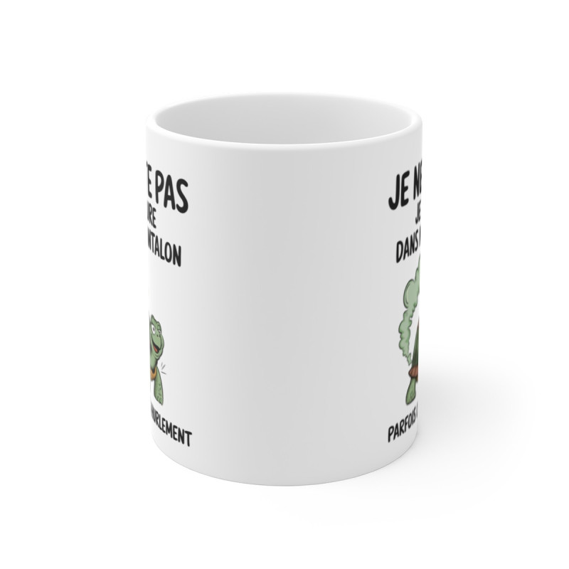Mug Tasse Humour "Je ne pète pas, je murmure" - Tasse Drôle avec Tortue - Idée Cadeau Originale et Rigolote