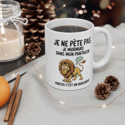 Mug Tasse Humour "Je ne pète pas, je murmure" - Tasse Drôle avec Lion - Idée Cadeau Originale et Rigolote
