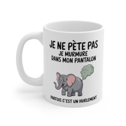 Mug Tasse Humour "Je ne pète pas, je murmure" - Tasse Drôle avec Éléphant - Idée Cadeau Originale et Rigolote