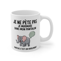 Mug Tasse Humour "Je ne pète pas, je murmure" - Tasse Drôle avec Éléphant - Idée Cadeau Originale et Rigolote