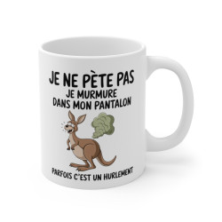 Mug Tasse Humour "Je ne pète pas, je murmure" - Tasse Drôle avec Kangourou - Idée Cadeau Originale et Rigolote