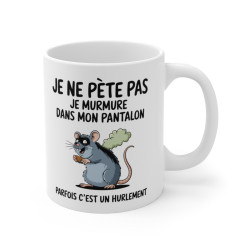 Mug Tasse Humour "Je ne pète pas, je murmure" - Tasse Drôle avec Rat - Idée Cadeau Originale et Rigolote