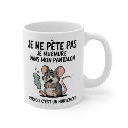 Mug Tasse Humour "Je ne pète pas, je murmure" - Tasse Drôle avec Souris - Idée Cadeau Originale et Rigolote