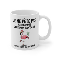 Mug Tasse Humour "Je ne pète pas, je murmure" - Tasse Drôle avec Flamant Rose - Idée Cadeau Originale et Rigolote
