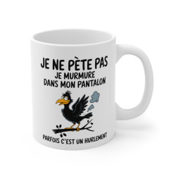 Mug Tasse Humour "Je ne pète pas, je murmure" - Tasse Drôle avec Corbeau - Idée Cadeau Originale et Rigolote