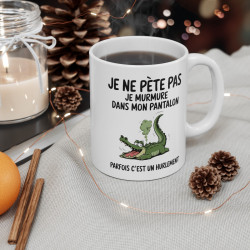 Mug Tasse Humour "Je ne pète pas, je murmure" - Tasse Drôle avec Crocodile - Idée Cadeau Originale et Rigolote
