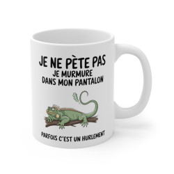 Mug Tasse Humour "Je ne pète pas, je murmure" - Tasse Drôle avec Iguane - Idée Cadeau Originale et Rigolote
