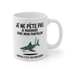 Mug Tasse Humour "Je ne pète pas, je murmure" - Tasse Drôle avec Requin - Idée Cadeau Originale et Rigolote