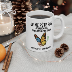 Mug Tasse Humour "Je ne pète pas, je murmure" - Tasse Drôle avec Papillon Coloré - Cadeau Original et Rigolo