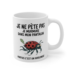 Mug Tasse Humour "Je ne pète pas, je murmure" - Tasse Rigolote avec Coccinelle - Cadeau Amusant et Original