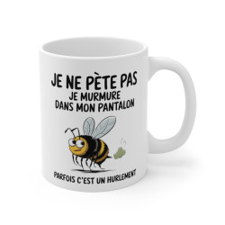 Mug Humour "Je ne pète pas, je murmure" - Tasse Rigolote avec Abeille - Cadeau Amusant et Insolite