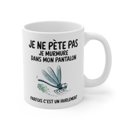 Mug Humour "Je ne pète pas, je murmure" - Tasse Rigolote avec Libellule - Cadeau Amusant et Original