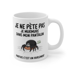 Mug Humour "Je ne pète pas, je murmure" - Tasse Drôle avec Araignée - Cadeau Original et Décalé
