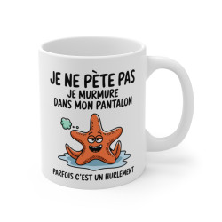 Mug Humour "Je ne pète pas, je murmure" - Tasse Drôle avec Étoile de Mer - Cadeau Original et Amusant