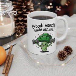 Mug Tasse Humour Brocoli Musclé – Santé Assurée ! – Design Humour Fitness et Santé Idée Cadeau