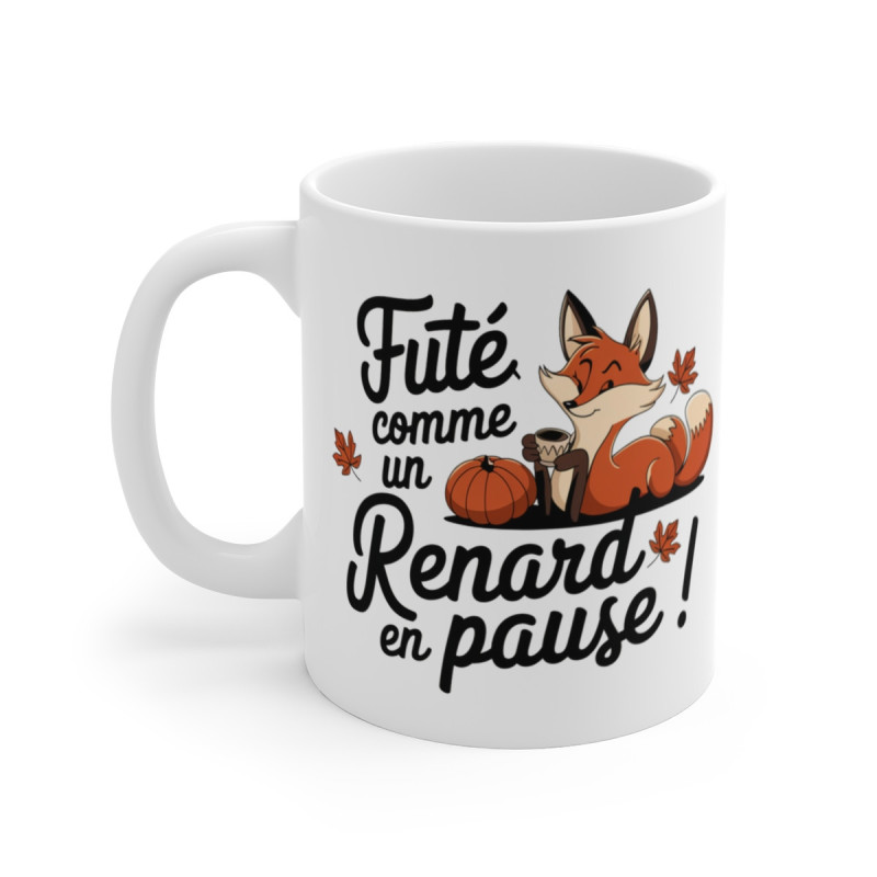 Mug Tasse Animal - Futé comme un Renard en Pause » – Design Automnal Charmant avec Renard et Citrouille