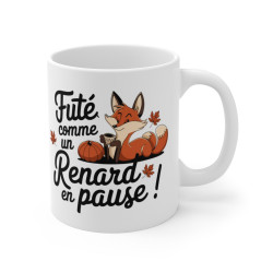 Mug Tasse Animal - Futé comme un Renard en Pause » – Design Automnal Charmant avec Renard et Citrouille
