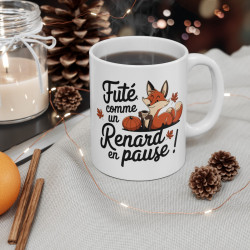 Mug Tasse Animal - Futé comme un Renard en Pause » – Design Automnal Charmant avec Renard et Citrouille