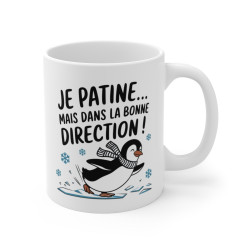 Mug Tasse Animal « Je Patine... Mais Dans la Bonne Direction » – Humour et Motivation avec un Pingouin