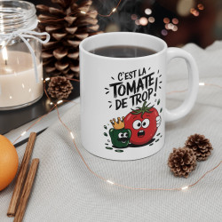 Mug Humour « C’est la Tomate de Trop » – Tasse Originale avec Illustration Légumes Rigolos, pour Amateurs de Blagues !