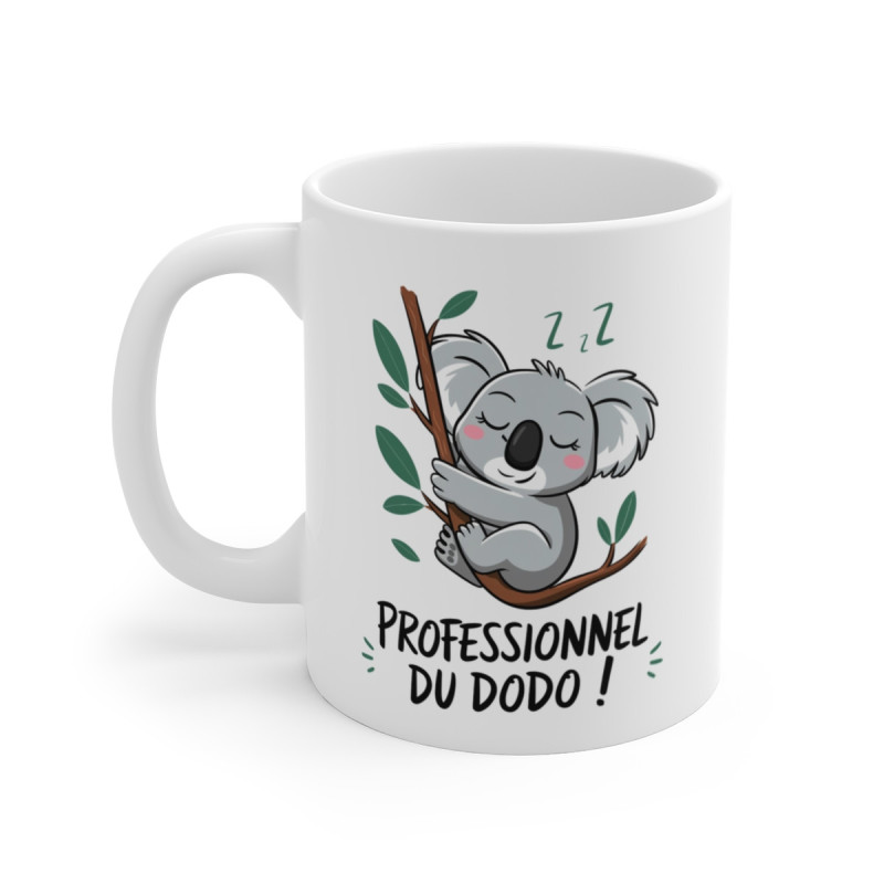 Mug « Professionnel du Dodo » – Tasse Koala Dormeur Adorable, Idée Cadeau Originale pour Amateurs de Repos et de Paresse !