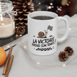 Mug « La Victoire Prend Son Temps » – Tasse Escargot Motivant, Idée Cadeau Drôle et Inspirante !