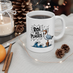 Mug « Roi des Plages » – Tasse Humour avec Goéland et Ambiance Marine