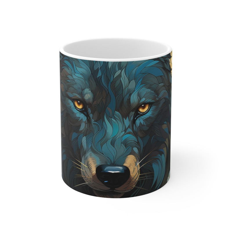 Mug Tasse Design Loup Mystique -  Artistique et Sauvage, Cadeau Unique pour Amoureux de la Nature et des Animaux