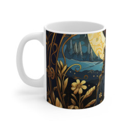 Mug Lapin Mystique Nocturne - Tasse Céramique Illustrée, Design Enchanteur pour Amoureux de la Nature et des Animaux