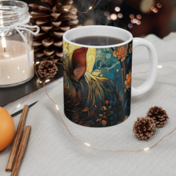 Mug Cochon Enchanté - Tasse en Céramique avec Design Artistique, Cadeau Unique pour Amoureux de la Nature et de l'Art