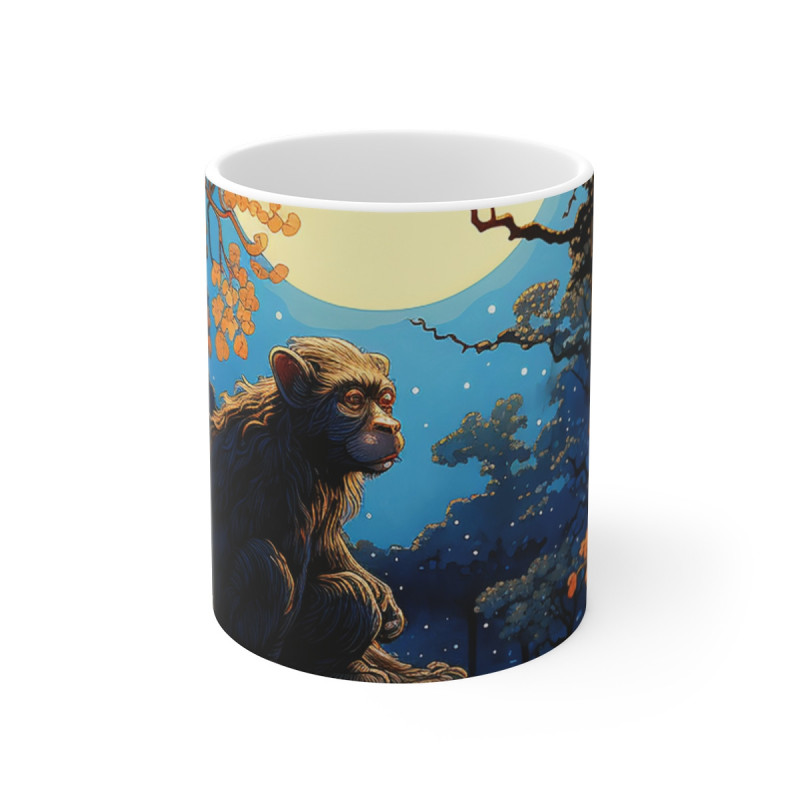 Mug Singe Mystique - Tasse en Céramique Artistique pour Amateurs de Nature, Cadeau Original et Unique
