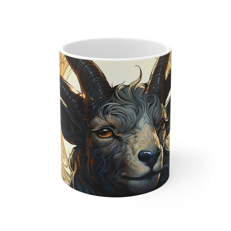 Mug Chèvre Mystique - Tasse en Céramique Artistique et Unique, Cadeau Idéal pour les Amoureux de la Nature et des Animaux