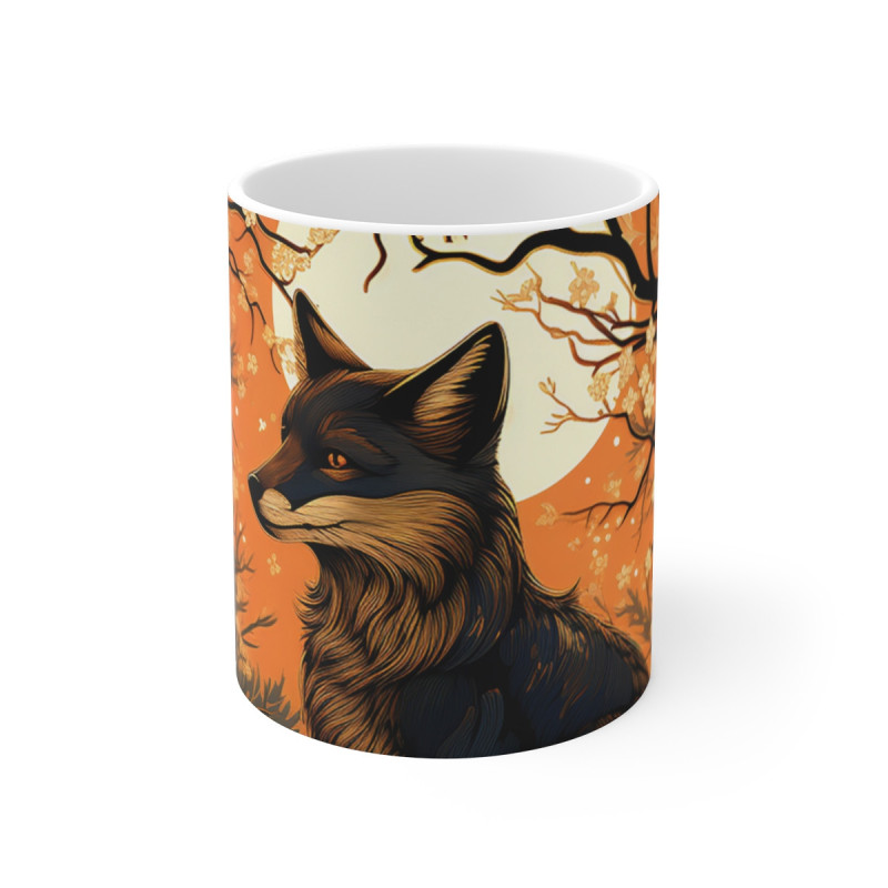 Mug Renard Nocturne - Illustration Mystique et Élégante, Cadeau Parfait pour les Amoureux de la Nature et de la Faune Sauvage