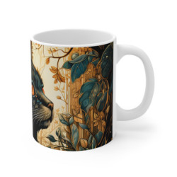 Mug Chat Mystique - Illustration Artistique et Envoûtante, Cadeau Parfait pour les Amoureux des Félins et de l'Art Élégant
