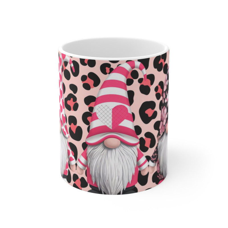 Mug de Saint-Valentin avec Lutins Romantiques et Motif Léopard Amoureux